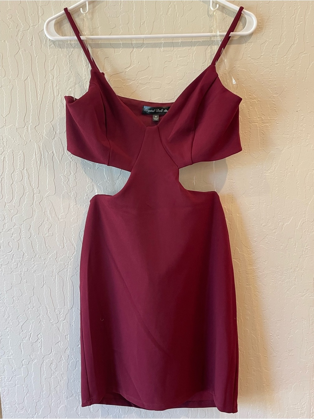 Crystal Doll Wine Cutout Mini Dress